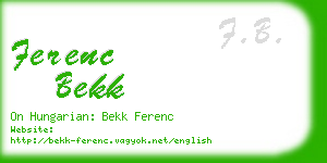 ferenc bekk business card